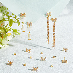 5 пара сережек-гвоздиков из латуни с прозрачным кубическим цирконием&nbsp;KK-BBC0018-46