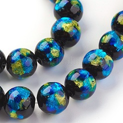 Ручная серебряная фольга стеклянные бусины Lampwork LAMP-P051-G02-12mm