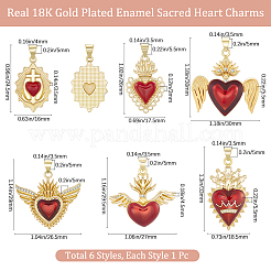 6 шт. 6 стиля латунных эмалевых подвесок&nbsp;KK-BBC0019-85