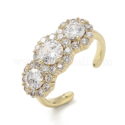 Латунные микро проложить манжеты кольца кубического циркония RJEW-H256-01G-02