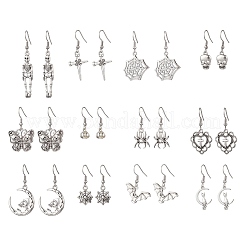 Серьги-подвески из тибетского сплава на хэллоуин EJEW-JE06523