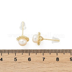 Серьги-гвоздики из латуни с имитацией жемчуга KK-D301-05G