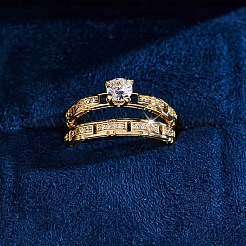 2 шт. плоские круглые латунные кольца с микропаве из прозрачного кубического циркония FS-WG91922-01