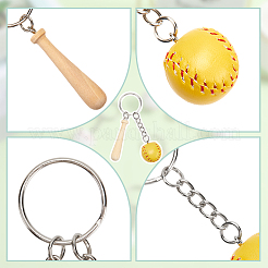 12 шт. мини-брелок-подвеска из искусственной кожи в виде бейсбольной биты из дерева DIY-SP0001-51B