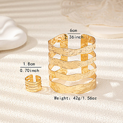 Наборы из многослойных браслетов-манжет и колец-манжет из сплава&nbsp;FS-WG89442-01