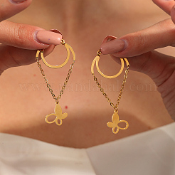 Серьги-кольца в форме бабочек из нержавеющей стали 201 OP8572