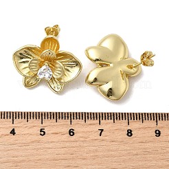 Серьги-гвоздики из латуни с микро-паве и прозрачным фианитом EJEW-H171-01B-G