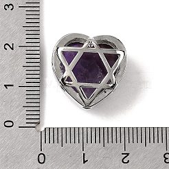 Многорядные звенья из латуни с натуральным аметистом в форме сердца&nbsp;G-B149-13P-01