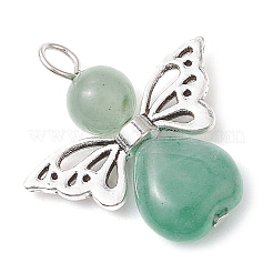 Подвески в форме сердца с ангелом из натурального зеленого авантюрина/лазурита/розового кварца/тигрового глаза/голубой пятнистой яшмы/синтетической бирюзы&nbsp;X-PALLOY-JF03186-01