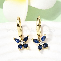 Серьги-кольца с бабочками из латуни с микропаве из кубического циркония&nbsp;EJEW-H180-16G