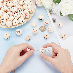 120шт 6 стиля печатных деревянных европейских бусин WOOD-AR0001-39