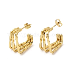 Серьги-гвоздики из нержавеющей стали 201 с тройным квадратом EJEW-Z151-04G