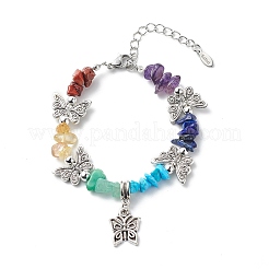 7 шт. 7 стильных браслета с шармами в виде бабочек из сплава BJEW-JB08875