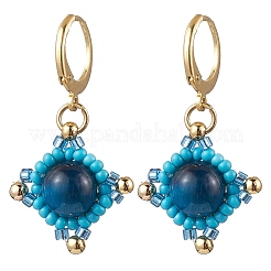 Серьги-подвески из натурального тигрового глаза EJEW-MZ00355