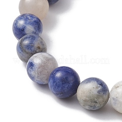 Женские эластичные браслеты из бисера с перекрестными натуральными и синтетическими драгоценными камнями BJEW-JB10165