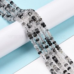 Нити бусин из натурального черного рутилированного кварца G-H278-04