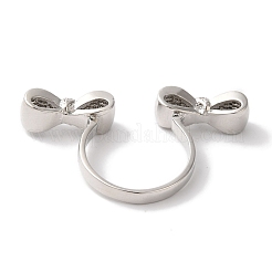 Открытые манжеты из латуни с бантом и микро-паве с прозрачным цирконием для женщин&nbsp;LS-RJEW-C098-15P