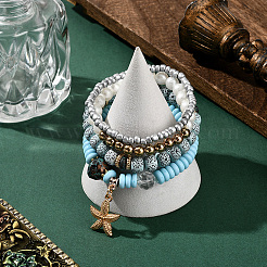 1 комплект браслетов из синтетического лунного камня и жемчуга&nbsp;BJEW-SP0001-10