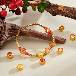 30 шт. 2 стиля плоские круглые сплавные эмалевые европейские бусины FIND-PH0022-97