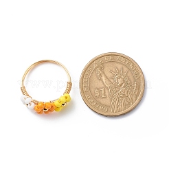 Стеклянные плетеные бусины цветочные кольца на пальцы RJEW-TA00054-03