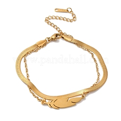 Браслеты из многорядной цепочки-елочки из нержавеющей стали 304 AJEW-U005-04G