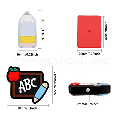 12 шт. 8 стиля силиконовые бусины в форме доски/книги/карандаша SIL-CA0002-78