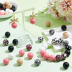 58шт 10 стиля печатные круглые силиконовые фокусные бусины SIL-SC0002-06