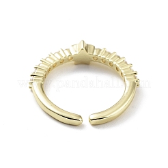 Звездообразное покрытие стойки латунь микро паве прозрачный кубический цирконий открытые кольца RJEW-D020-11G