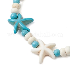 Синтетические бирюзовые бусы стрейч браслеты BJEW-JB12018-01