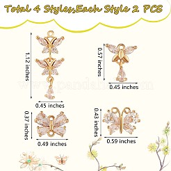 8 шт. бабочка кубический цирконий подвеска подвеска насекомое очарование латунь микро паве кубический цирконий подвески для ювелирных изделий ожерелье браслет изготовление ремесел JX395A