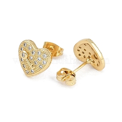 Женские серьги-гвоздики из латуни с микропаве и прозрачным кубическим цирконием&nbsp;EJEW-U030-02G-01
