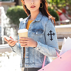 Крестик флери полиэстер вышивка утюгом на аппликации патч&nbsp;PATC-WH0005-44A