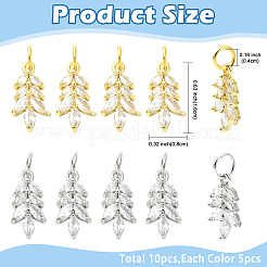 10 шт. подвески из латуни с паве из кубического циркония в двухцветной стойке&nbsp;KK-YW0004-32