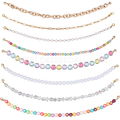 8 шт. 8 стиля акриловых бусин и алюминиевых тросовых цепей и 304 нержавеющей стали цепи для бейсбольной кепки&nbsp;HJEW-SC0002-48