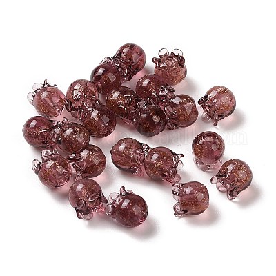 Стеклянные бусины ручной работы из золотой фольги/песка лэмпворк LAMP-G158-05-1