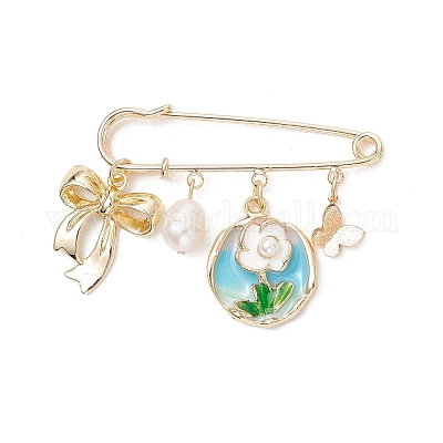 Броши-подвески в виде цветов и пчел из железа и сплава с эмалью JEWB-BR00187-01-1