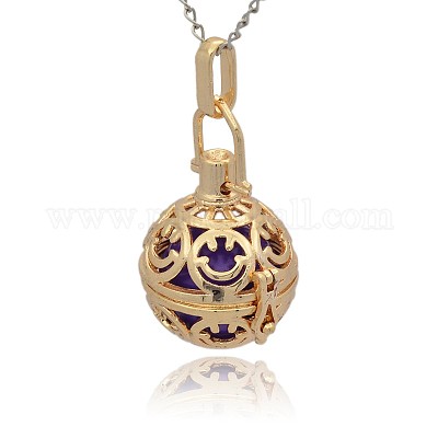 Золотой тон латунь полые круглые подвески KK-J216-14G-1