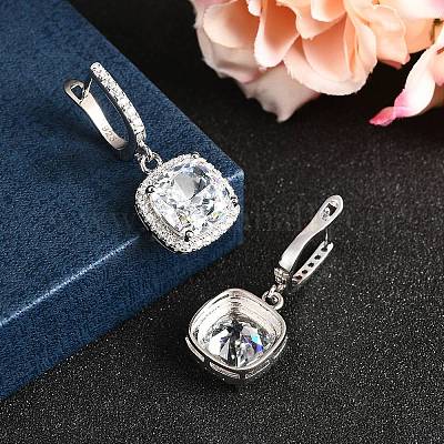 925 серьги-кольца из стерлингового серебра с микропаве из кубических цирконий EJEW-F371-01A-01-1