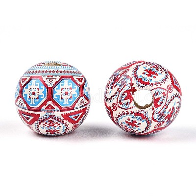 Бусины из дерева схима в богемном стиле с принтом WOOD-T032-31F-1