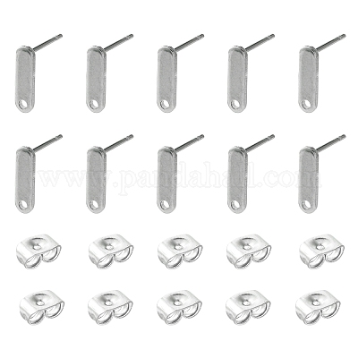 10 шт. фурнитура для сережек-гвоздиков из нержавеющей стали 201 с отверстием EJEW-FS0001-14D-1