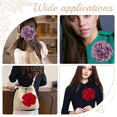 2 шт. 2-х цветные булавки-броши-цветы из полиэстера AJEW-FG0004-69-1