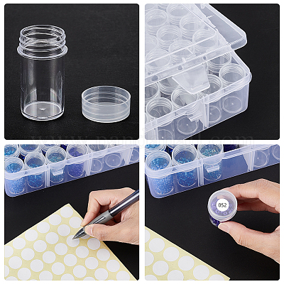 120 набор мини-круглых пластиковых баночек для ювелирных изделий с завинчивающейся крышкой и 27.4x17.5x5.6 решеткой AJEW-WH0348-305-1