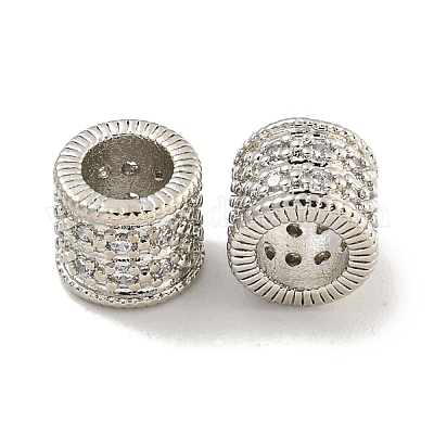 Реечное покрытие латунь микро паве прозрачный кубический цирконий европейские бусины KK-L215-318P-1