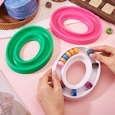 3 шт. 3-цветный пластиковый овальный держатель шпули AJEW-TA0002-38-1