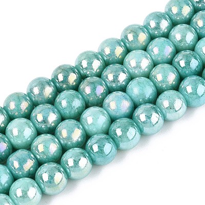 Гальванические непрозрачные стеклянные бусины EGLA-T026-8mm-05C-1