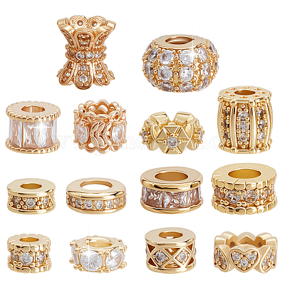 14шт 14 стиля латунные бусины с микропаве и кубическим цирконием ZIRC-PH0001-50-1