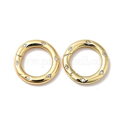 Латунные кольца с пружинными воротами из прозрачного кубического циркония X-KK-J301-15G-1