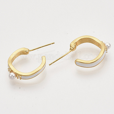 Латунные микро проложить серьги стержня кубического циркония EJEW-T007-11G-04-NF-1