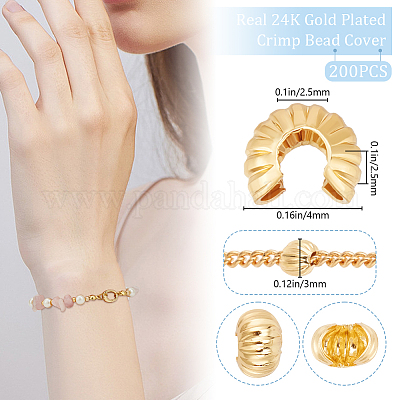 200 шт. Латунные крышки для обжимных бусин FIND-BBC0003-63-1