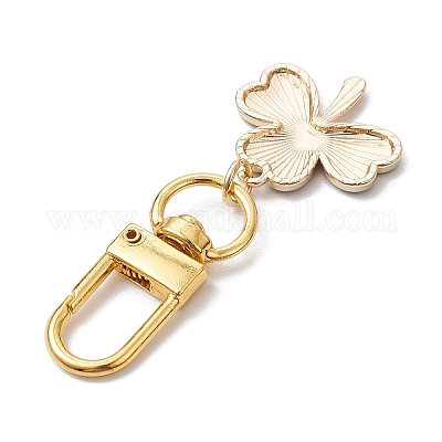 Подвеска из сплава с эмалью «Счастливый клевер» HJEW-JM02502-01-1